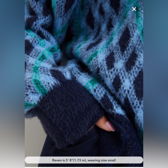 Aerie Argyle Oversized Sweater – Navy/Green/Blue – Size Small – NWT - Picture 4 of 13